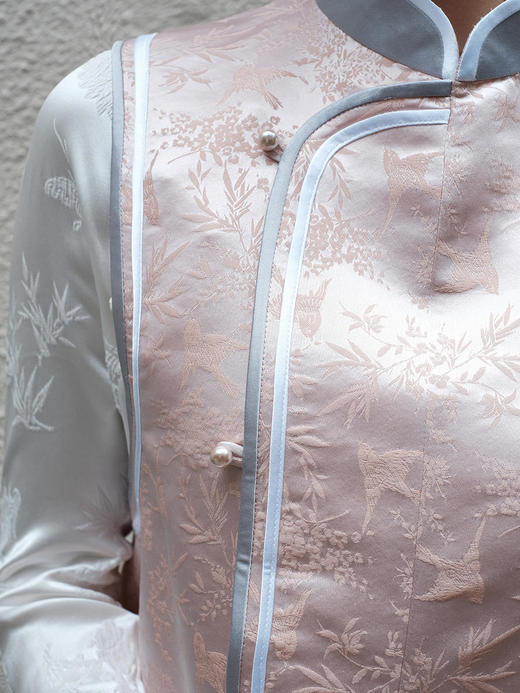 盛唐牡丹 |花锦缎喜鹊缠枝纹马甲/正反两穿 商品图3