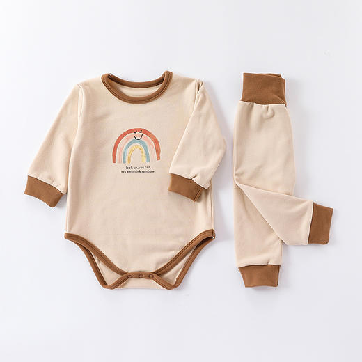 【德绒保暖套装！细腻舒适】婴儿秋冬两件套男女宝宝，冬款秋衣打底包屁衣套装，面料舒适保暖性好，穿着不闷热lm 商品图5