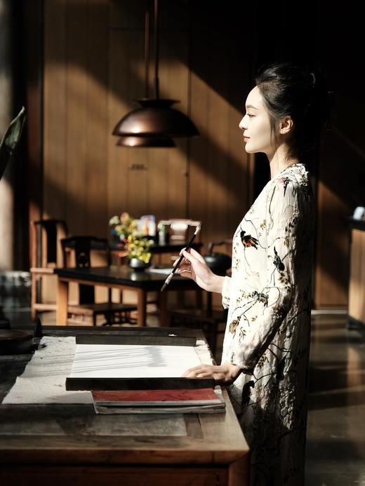 盛唐牡丹 |水墨喜上眉梢真丝丝绒女长裙 商品图10