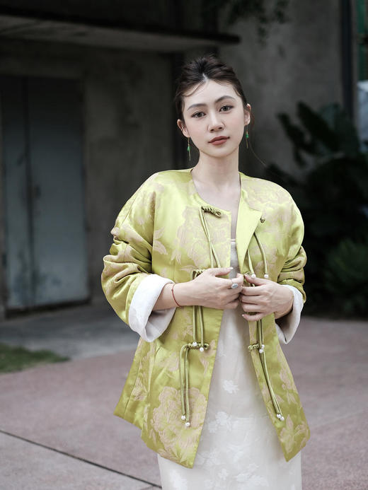 微瑕秒杀| 盛唐牡丹 |芙蓉翠鸟真丝外套(夹棉) [特价品](特殊商品不退不换) 商品图1