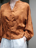 盛唐牡丹 |真丝冠乐绉焦糖色对襟上衣 商品缩略图1