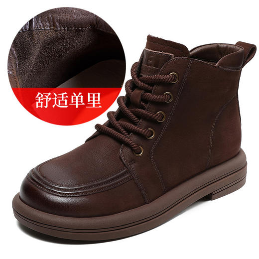 磨砂软皮复古圆头，手工休闲百搭软底系带短靴ZM233526 商品图6