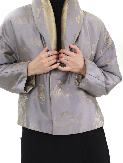 盛唐牡丹 |双面穿真丝提花青果领棉服外套 商品图12
