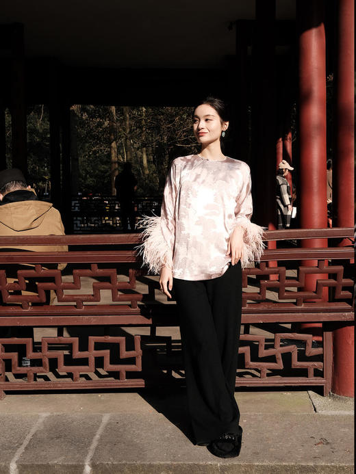 盛唐牡丹 |新中式鸵鸟毛上衣 商品图2