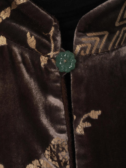 盛唐牡丹 |双面穿丝绒烫银天然玉石扣马甲 商品图12