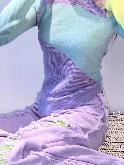 羊绒羊毛拼接女衫 商品图4