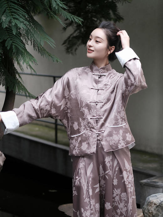 盛唐牡丹 |真丝提花对襟新中式外套 (不夹棉） 商品图1