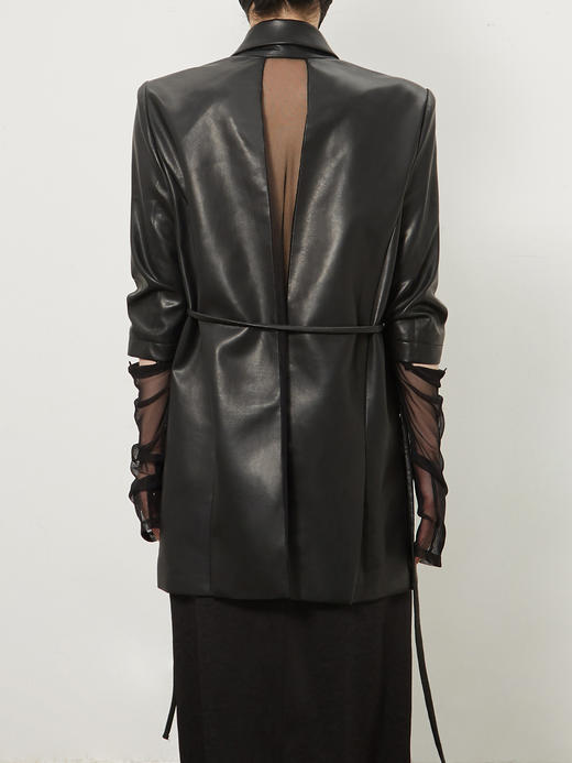 ranyepersonal｜jacket 翘肩可拆卸拼接袖设计皮衣 [ 黑BODY23JA02 ] 商品图9