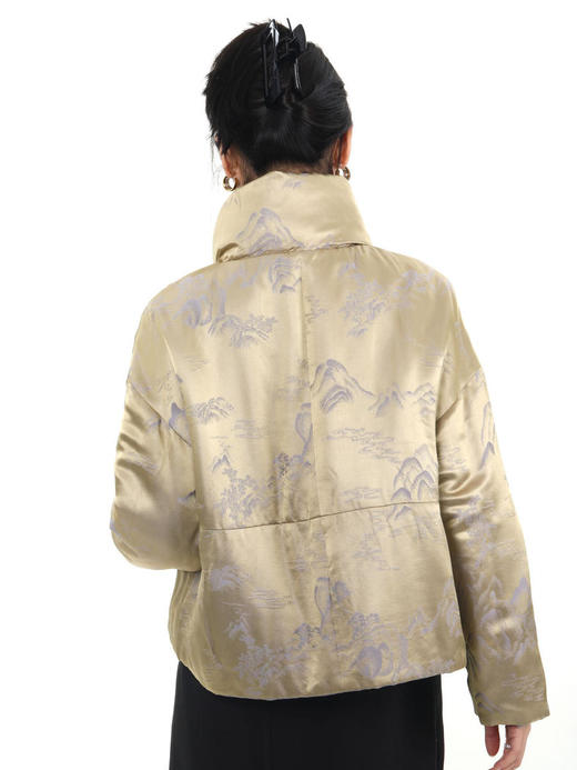 盛唐牡丹 |双面穿真丝提花青果领棉服外套 商品图5