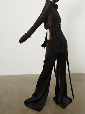 ranyepersonal｜top 绑带多种系法堆领羊毛打底衫 [ 黑BODY23TO03 ]