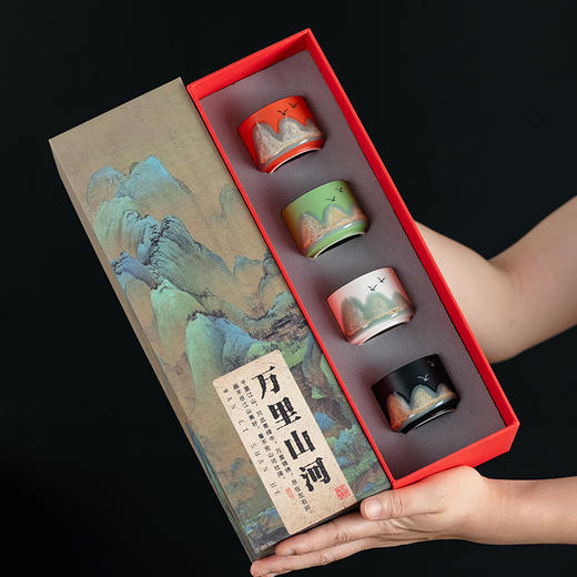 「四只礼盒装！国潮茶杯」创意节日礼品茶具单杯酒杯陶瓷茶碗品茗主人杯礼盒伴手礼餐饮用具 商品图0