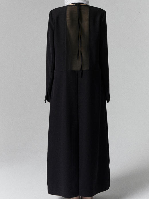 ranyepersonal｜coat 垫肩低胸系带后网纱拼接宽松西装大衣  [ 黑LELUXE22CO02 ] 商品图7