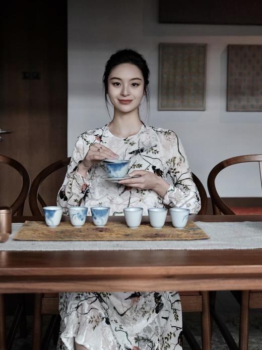 盛唐牡丹 |水墨喜上眉梢真丝丝绒女长裙 商品图9