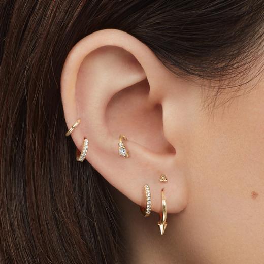 订购10周到｜Maria Tash-Plain Gold Hoop-14K白金 耳环（单只）［美国设计师］ 商品图4