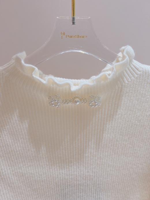 珍珠盘扣打底衫 珍珠领花打底衫 商品图1