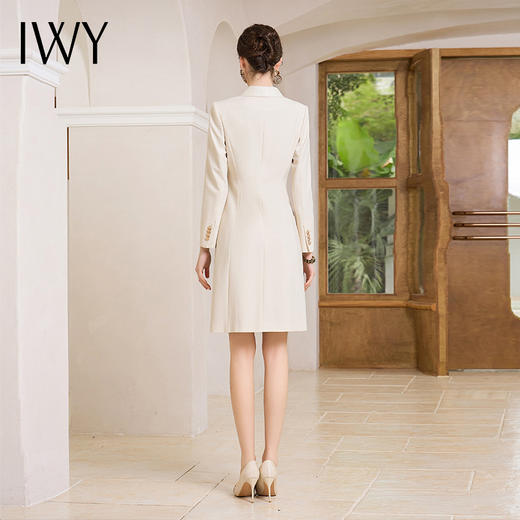 IWY/米白色西装连衣裙女新款双排扣西服裙时尚青果领职业装Q1014 商品图4