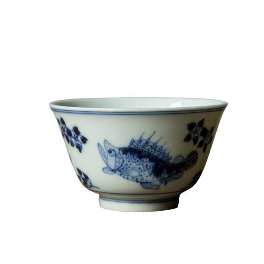 茶香记 景德镇云诗慕古青花鳜鱼杯90ml手绘陶瓷茶杯主人杯古朴 商品图4