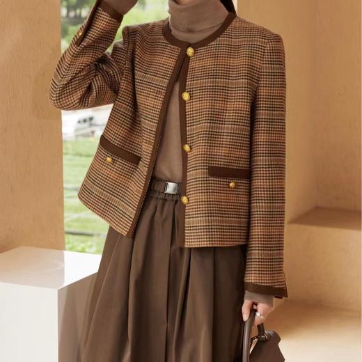 【à perles】CE风千鸟格小香风单排扣羊毛外套 【现货秒发】 商品图5