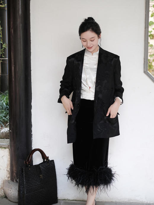 盛唐牡丹 |真丝冠乐绉凤凰纹双排扣西装外套 商品图10