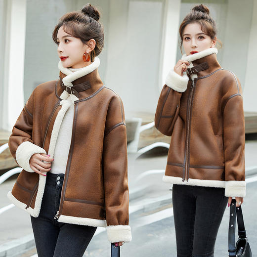 秋冬装新款，皮毛一体外套女HR-MEIQIN9216 商品图0