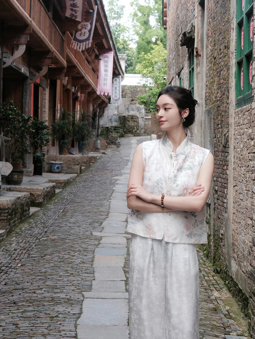 盛唐牡丹 |真丝绡如意湖亭对襟马甲 商品图12