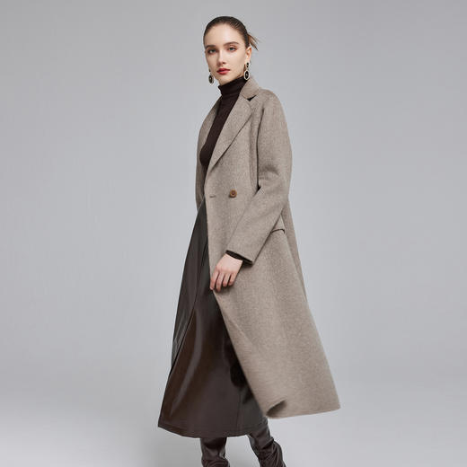 NH927斯尔丽23冬季新款气质时尚收腰修身西装领长款双面呢大衣 商品图2
