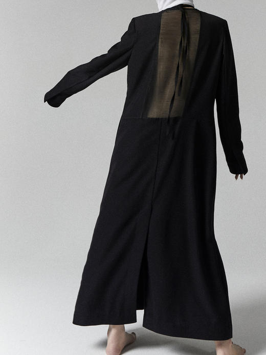 ranyepersonal｜coat 垫肩低胸系带后网纱拼接宽松西装大衣  [ 黑LELUXE22CO02 ] 商品图9