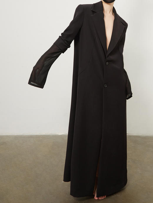 ranyepersonal｜coat 翘肩拼接褶皱设计长西装外套  [ 黑BODY23CO01] 商品图2