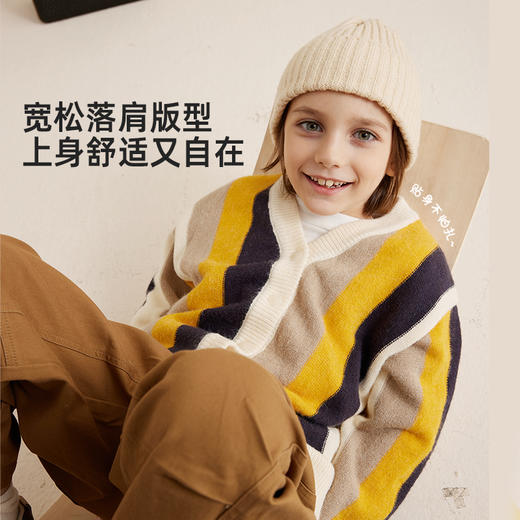 【柔软北极绒纱线】V领条纹开衫毛衣PQMY2322 商品图2