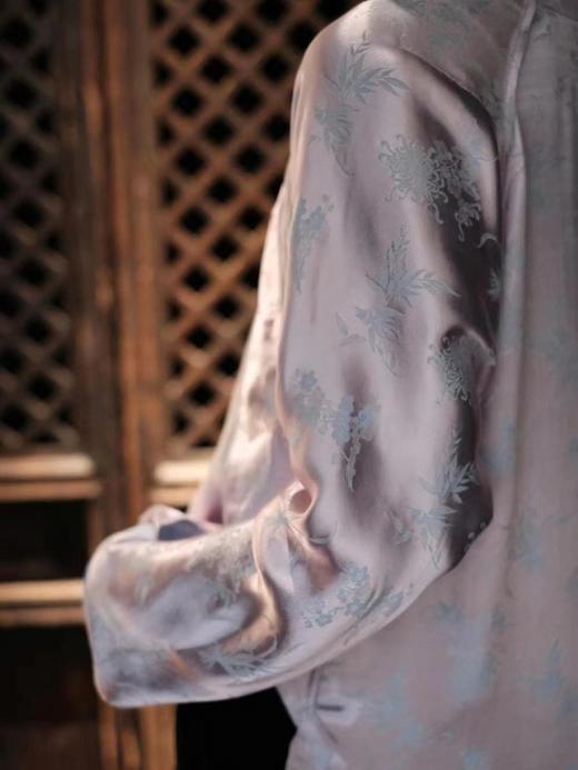 盛唐牡丹 |真丝提花斜襟上衣（蓝粉两面穿） 商品图3