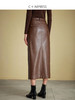 西嘉C+IMPRESS/西嘉美拉德色系复古油蜡皮前开衩直筒半身裙女秋冬高腰BQ2304029 商品缩略图2