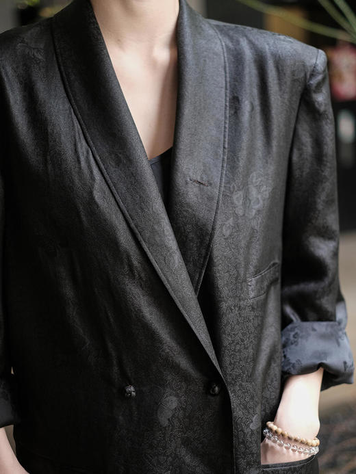 盛唐牡丹 |香云纱蝴蝶碎花纹西装外套 商品图1