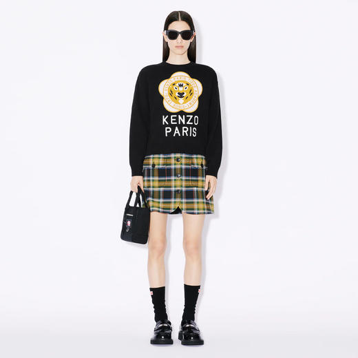 KENZO 高田贤三 女士大海棠花虎头徽标印花针织衫 黑色 FD62 PU426 3BB 99J 商品图3