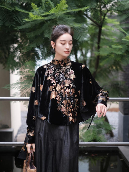 盛唐牡丹 |丝绒烫金设计款上衣 商品图4