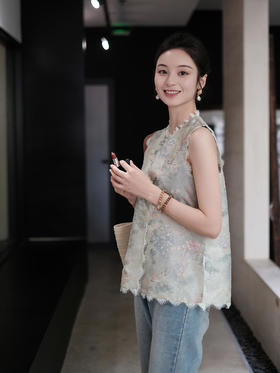 盛唐牡丹|真丝绡如意湖亭蕾丝马甲