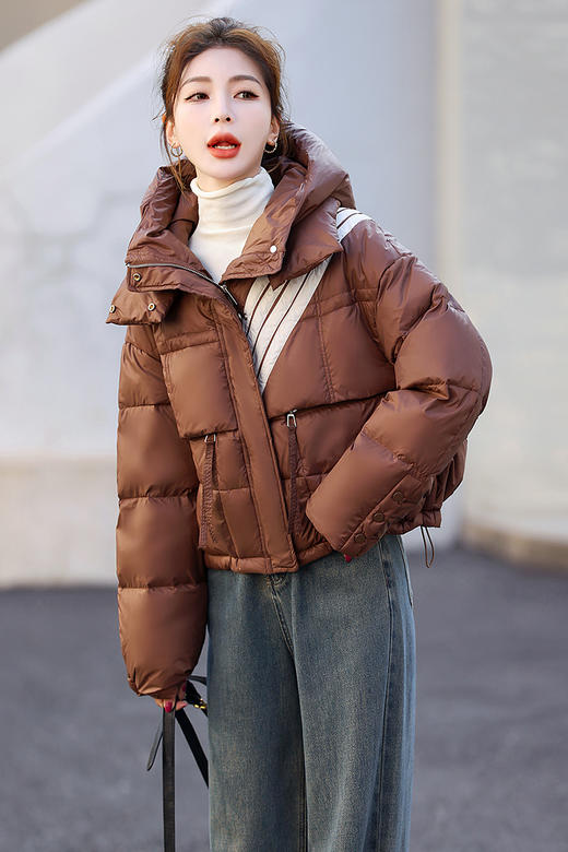 羽绒服女短款冬季新款，今年流行小个子加厚白鸭绒连帽外套HR-YAX2386 商品图8