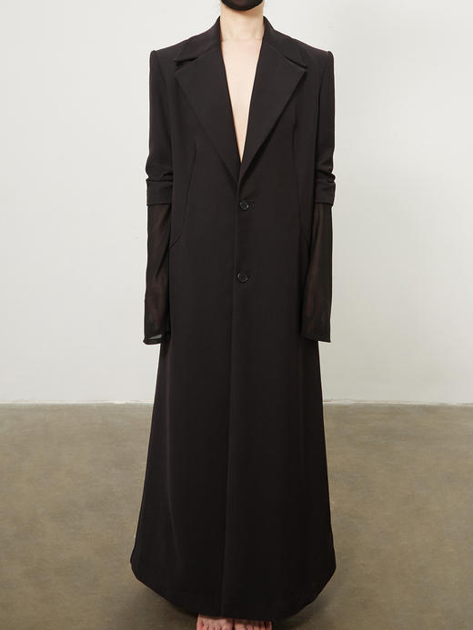 ranyepersonal｜coat 翘肩拼接褶皱设计长西装外套  [ 黑BODY23CO01] 商品图0