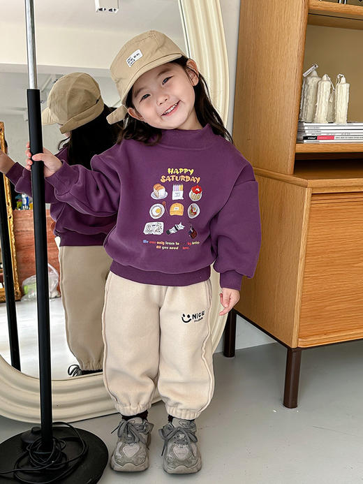 【加厚一体绒套装！抗寒升级】女童加绒卫衣秋冬装，中小童加厚一体绒套头衫上衣，，暖意加倍。轻松穿搭，时尚随行立体剪裁，质感出众lm 商品图8