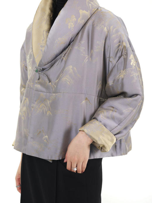 盛唐牡丹 |双面穿真丝提花青果领棉服外套 商品图10