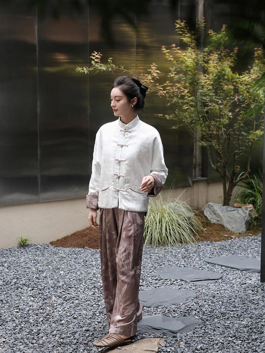 盛唐牡丹 |真丝提花对襟新中式外套 (不夹棉） 商品图14