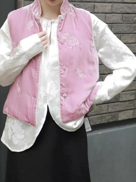 FAB双面穿真丝丝绒绣花马甲