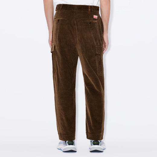 KENZO 高田贤三 男士字母徽标贴花灯芯绒休闲工装裤 深棕色 FD65 PA109 9CR 90 商品图2