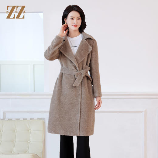 佐尔美秋冬新款 气质优雅羊驼毛长大衣女E24DC23 商品图3
