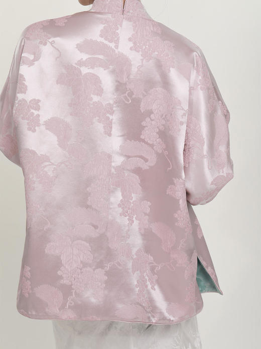 微瑕秒杀|  盛唐牡丹 | 松鼠葡萄真丝立领对襟外套(夹棉)[特价品](特殊商品不退不换) 商品图4