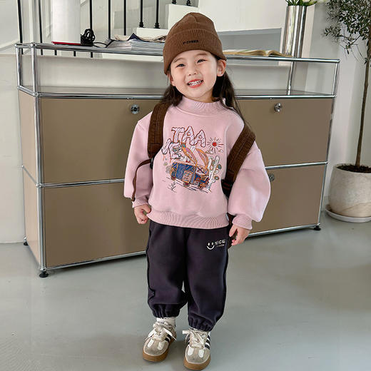 【加厚一体绒套装！抗寒升级】女童加绒卫衣秋冬装，中小童加厚一体绒套头衫上衣，，暖意加倍。轻松穿搭，时尚随行立体剪裁，质感出众lm 商品图7