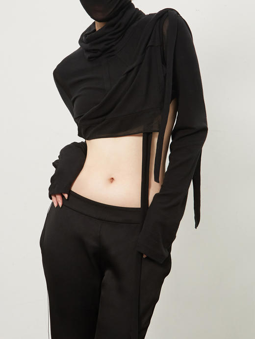 ranyepersonal｜top 绑带多种系法堆领羊毛打底衫 [ 黑BODY23TO03 ] 商品图4