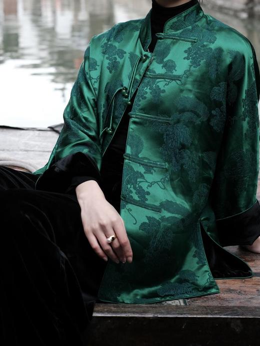 盛唐牡丹 |双面松鼠葡萄纹女外套/丝绒正反两穿 (不夹棉) 商品图12