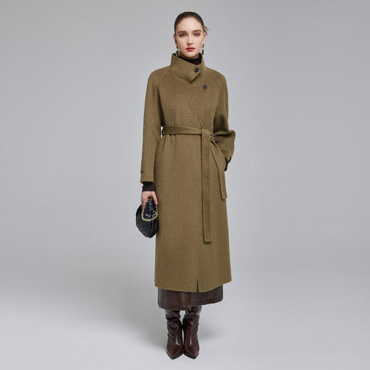 NH926斯尔丽2023冬季新款设计感领子时尚系腰带气质显瘦女双面呢大衣 商品图3