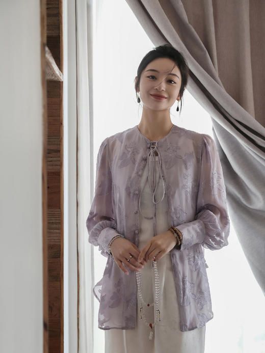 盛唐牡丹 |真丝乔其剪花纱女上衣 商品图1