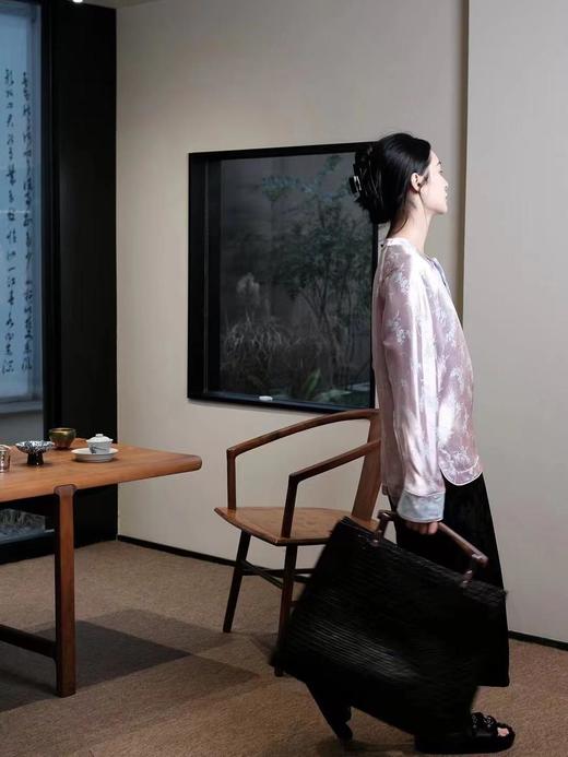 盛唐牡丹 |真丝提花斜襟上衣（蓝粉两面穿） 商品图10